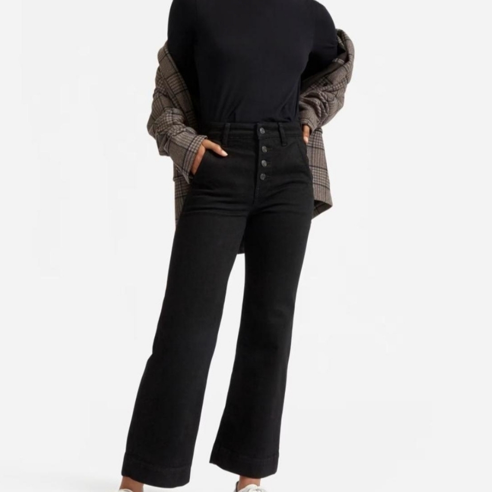 Everlane Wide Leg Black Y2k Jeans with 5 Button Fly Size 25